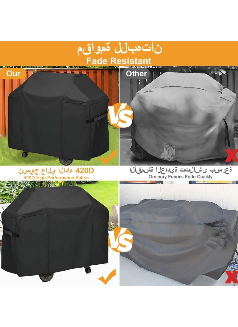 Dominy Grill Cover,Barbecue Charcoal Grill Cover with Adjustable Strap, Anti-UV Gas Burner Heavy Duty Smoker Oven Protection Cover Dust-proof Waterproof 65 Inch Polyester BBQ Cover for Camping Picnic Outdoor  - Image 3