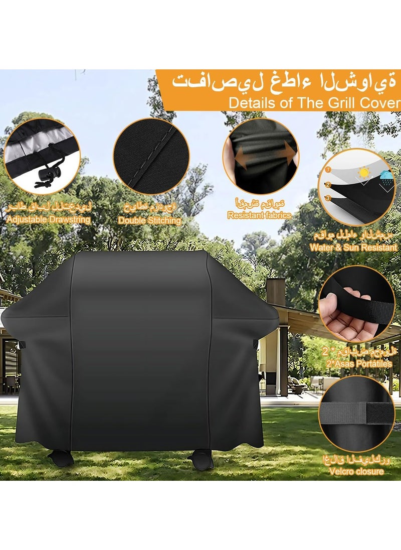 Dominy Grill Cover,Barbecue Charcoal Grill Cover with Adjustable Strap, Anti-UV Gas Burner Heavy Duty Smoker Oven Protection Cover Dust-proof Waterproof 65 Inch Polyester BBQ Cover for Camping Picnic Outdoor  - Image 5