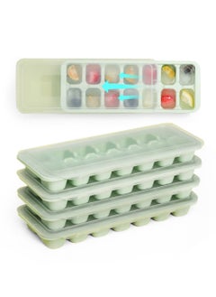 LKTOCAFT 4 Packs Ice Cube Trays for Freezer with Lid, New Pull-out Design, Easy Dump Ice Cube Molds for Baby and Adults, Save Space Ice Cube Maker, 56 Cubes Popsicle Molds  - Image 1