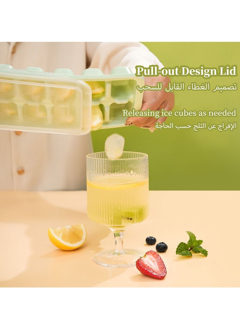 LKTOCAFT - 4 Packs Ice Cube Trays for Freezer with Lid, New Pull-out Design, Easy Dump Ice Cube Molds for Baby and Adults, Save Space Ice Cube Maker, 56 Cubes Popsicle Molds - Image 1
