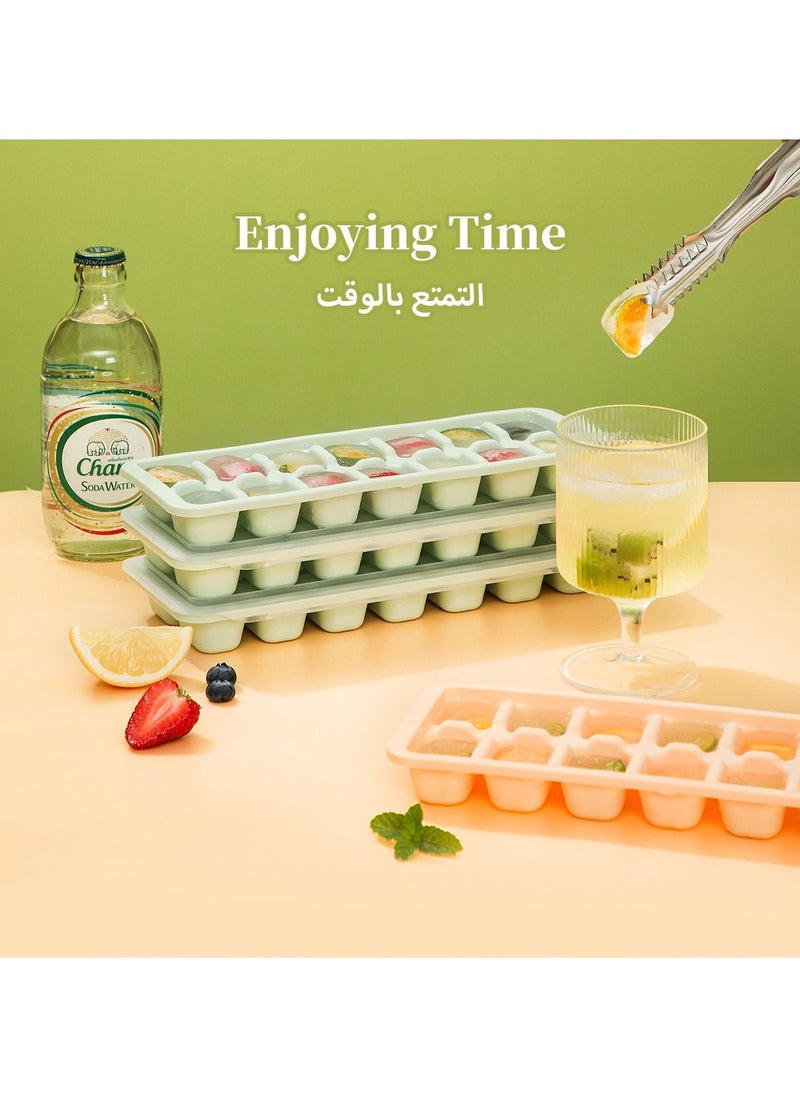 LKTOCAFT - 4 Packs Ice Cube Trays for Freezer with Lid, New Pull-out Design, Easy Dump Ice Cube Molds for Baby and Adults, Save Space Ice Cube Maker, 56 Cubes Popsicle Molds - Image 1