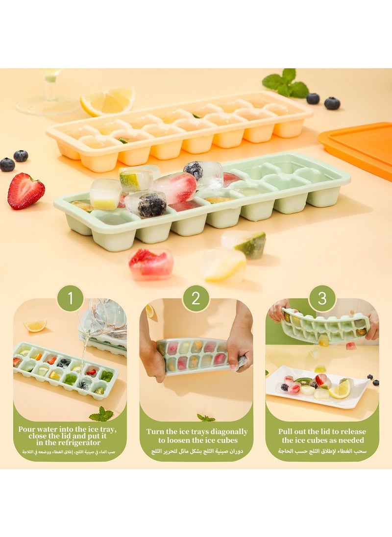 LKTOCAFT - 4 Packs Ice Cube Trays for Freezer with Lid, New Pull-out Design, Easy Dump Ice Cube Molds for Baby and Adults, Save Space Ice Cube Maker, 56 Cubes Popsicle Molds - Image 1