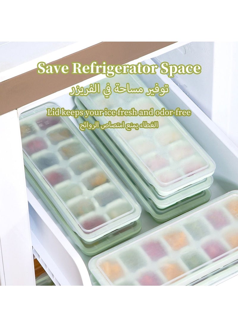 LKTOCAFT - 4 Packs Ice Cube Trays for Freezer with Lid, New Pull-out Design, Easy Dump Ice Cube Molds for Baby and Adults, Save Space Ice Cube Maker, 56 Cubes Popsicle Molds - Image 1