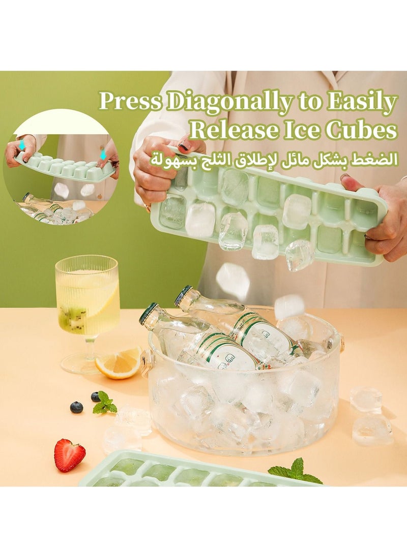 LKTOCAFT - 4 Packs Ice Cube Trays for Freezer with Lid, New Pull-out Design, Easy Dump Ice Cube Molds for Baby and Adults, Save Space Ice Cube Maker, 56 Cubes Popsicle Molds - Image 1