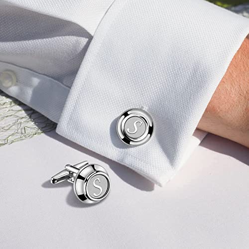 AMITER 26 Letters Cufflinks for Men, Initial Cuff Links Tuxedo Shirt Studs for Business, Wedding, Anniversary - Image 2