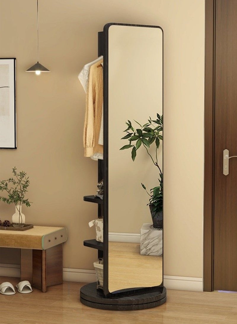 MONOGUE Full length Mirror Swivel Solid Wood Frame Bedroom Floor Mirror Rotating Solid Wood Dressing Mirror Cabinet with Storage - Image 1
