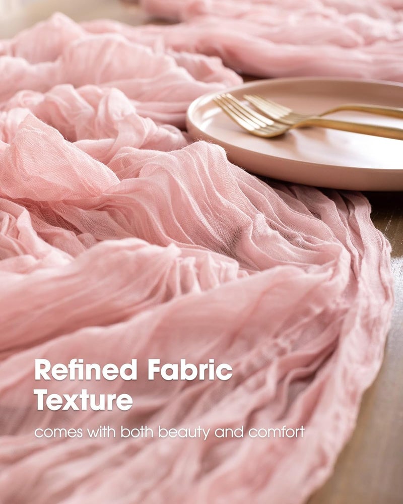 Dust Pink Table Runner - 2 Packs, 120 inch Cheesecloth Home Decoration - Image 3