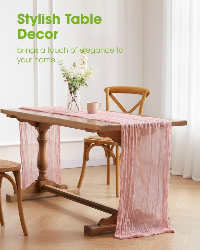 Dust Pink Table Runner - 2 Packs, 120 inch Cheesecloth Home Decoration - Image 2