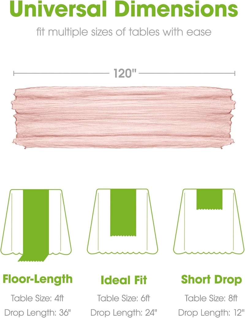 Dust Pink Table Runner - 2 Packs, 120 inch Cheesecloth Home Decoration - Image 5