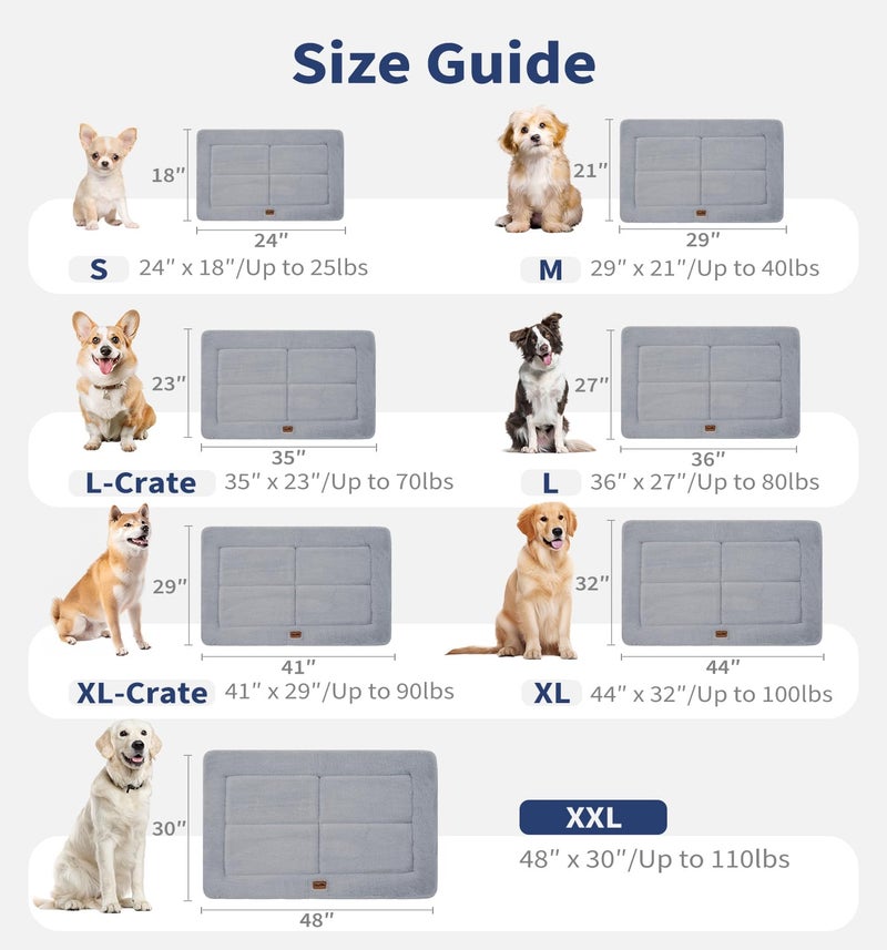 MADE 4 PETS Made4Pets Dog Crate Pad Bed for Medium Large Dogs, Washable & Reversible, Anti-Slip Kennel Mat for Cozy Sleeping, Soft Fluffy Dog Bed for Indoor & Outdoor Use, 35"x23", Gray - Image 5