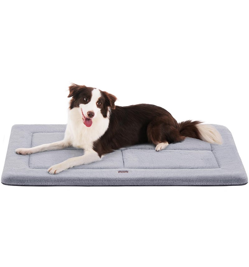 MADE 4 PETS Made4Pets Dog Crate Pad Bed for Medium Large Dogs, Washable & Reversible, Anti-Slip Kennel Mat for Cozy Sleeping, Soft Fluffy Dog Bed for Indoor & Outdoor Use, 35"x23", Gray - Image 1