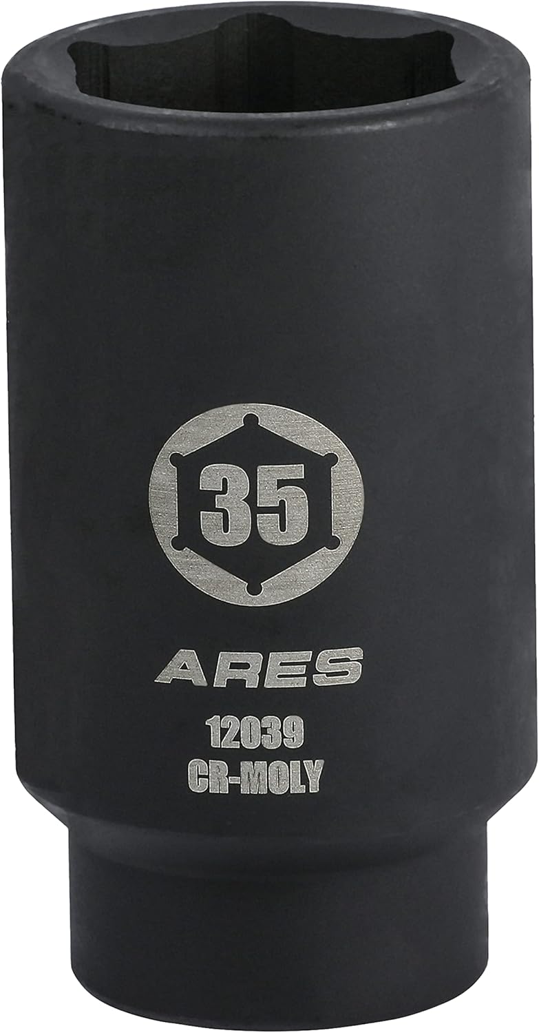 ARES 12039-35MM Axle Nut Socket - 6 Point Socket - Extra Deep 1/2-Inch Drive Impact Socket for Easy Removal of Axle Shaft Nuts - Image 1