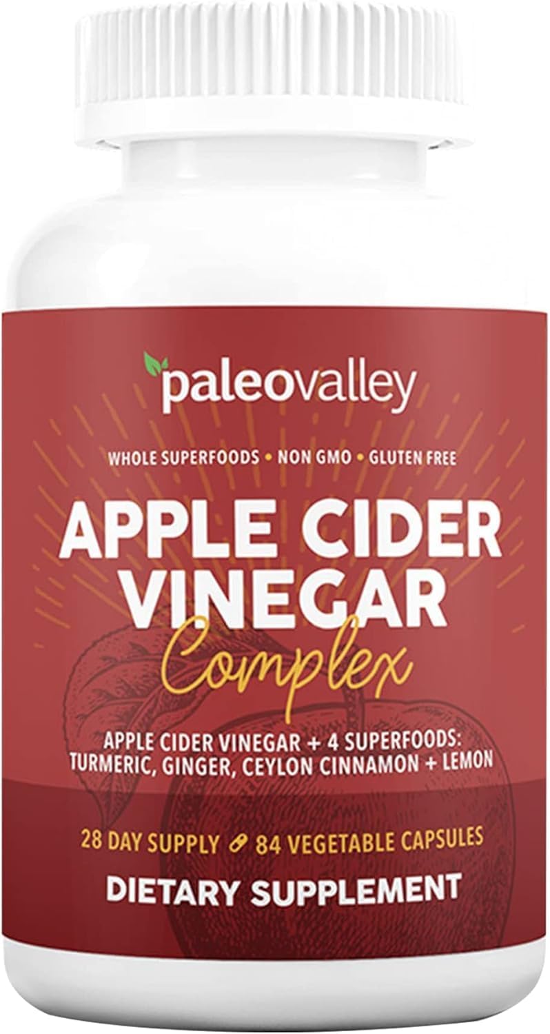 Paleovalley مجمع خل التفاح من باليو فالي مع الأطعمة الخارقة: الكركم، الزنجبيل، القرفة السيلانية، والليمون - 84 كبسولة نباتية - Image 1