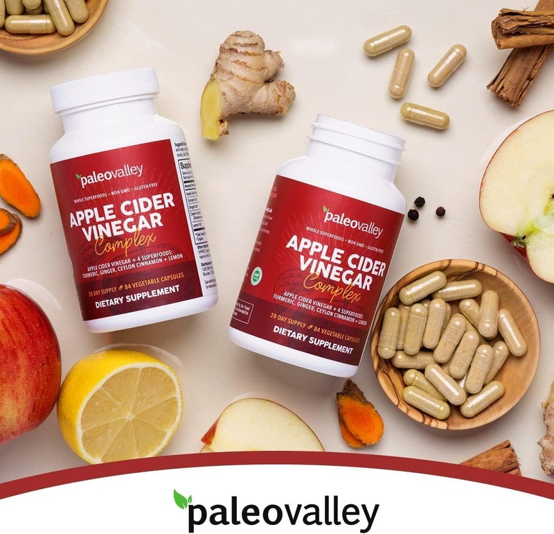 Paleovalley مجمع خل التفاح من باليو فالي مع الأطعمة الخارقة: الكركم، الزنجبيل، القرفة السيلانية، والليمون - 84 كبسولة نباتية - Image 5