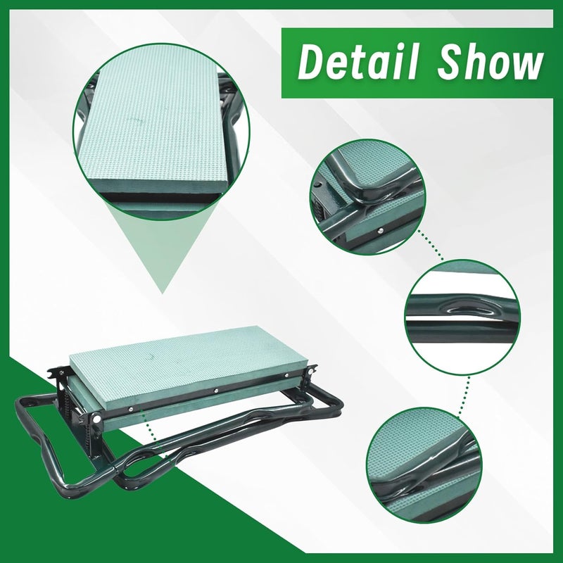 YSMN Garden Kneeler Seat Gardening Stool Garden Bench Foldable Portable Garden Knee Stools with Tool Bag Pouch Soft EVA Foam Kneeling Pad - Image 3