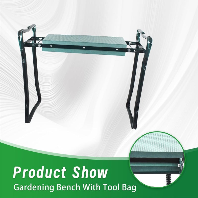 YSMN Garden Kneeler Seat Gardening Stool Garden Bench Foldable Portable Garden Knee Stools with Tool Bag Pouch Soft EVA Foam Kneeling Pad - Image 2
