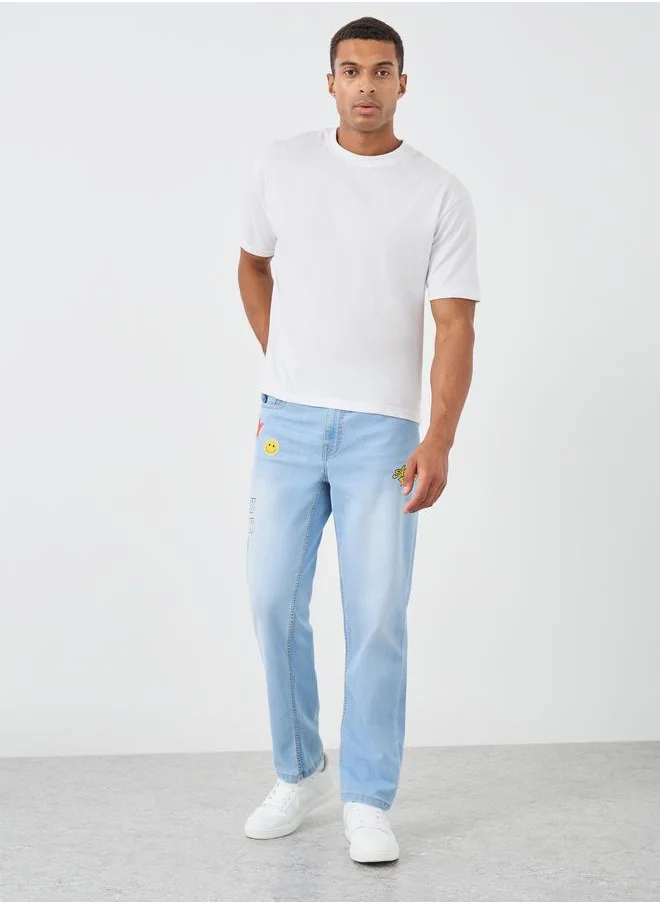 ستايلي Styli Printed Mid Rise Regular Fit Jeans