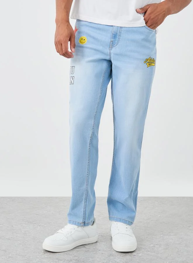 Styli Printed Mid Rise Regular Fit Jeans