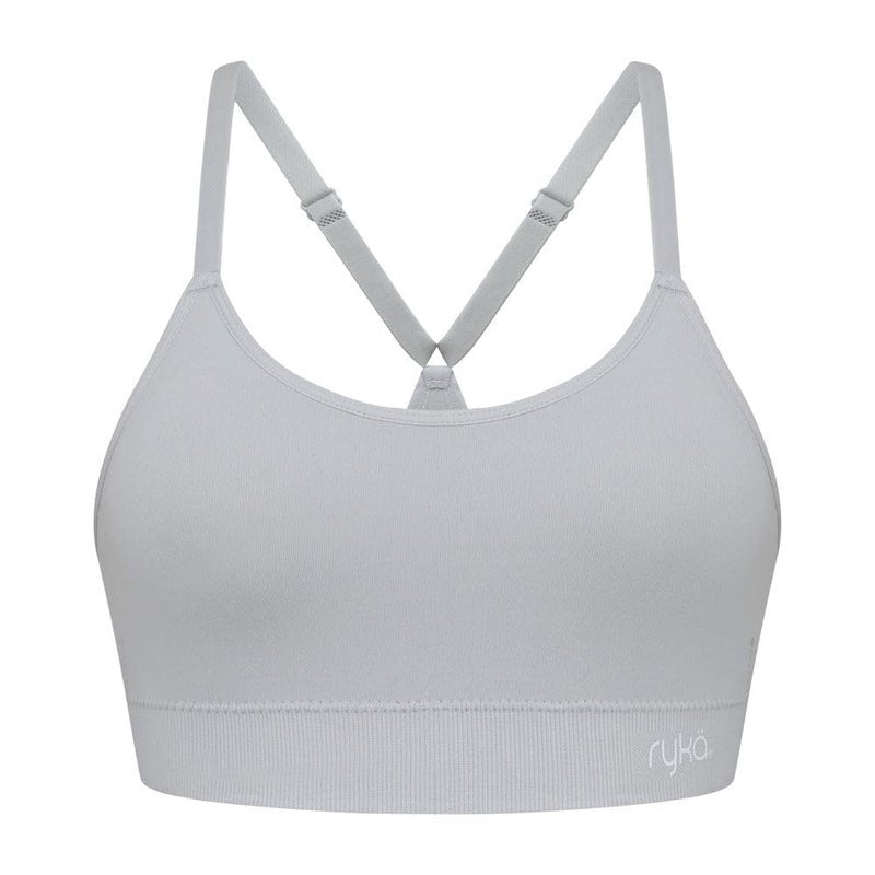 Ryka Women's Katharina Seamless Yoga Racerback Sports Bra with Removable Pads, 3 Pack, MCRCHP HTR/BLK, Small - Image 2