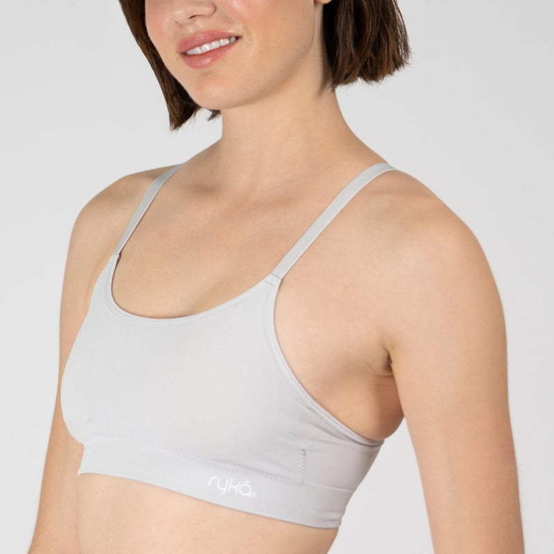 Ryka Women's Katharina Seamless Yoga Racerback Sports Bra with Removable Pads, 3 Pack, MCRCHP HTR/BLK, Small - Image 4