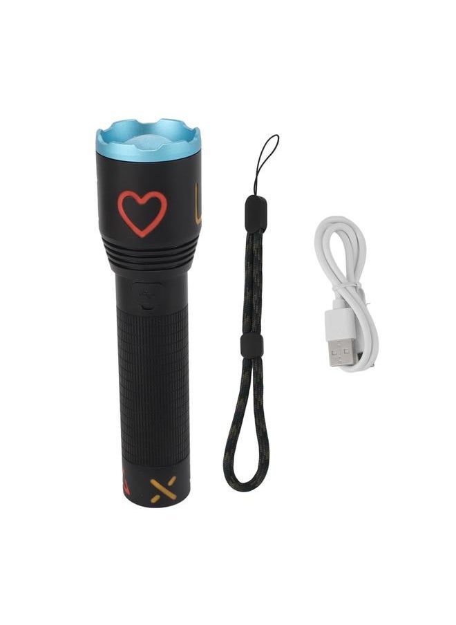 Thoraya High Powered LED Flashlight Zoomable Colorful Fluorescent Strip Coating USB Rechargeable Handheld Flashlight for Camping Hiking Fishing Searching  - Image 1