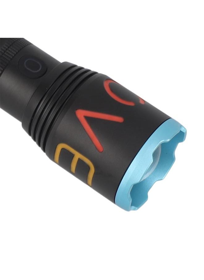 Thoraya High Powered LED Flashlight Zoomable Colorful Fluorescent Strip Coating USB Rechargeable Handheld Flashlight for Camping Hiking Fishing Searching  - Image 5