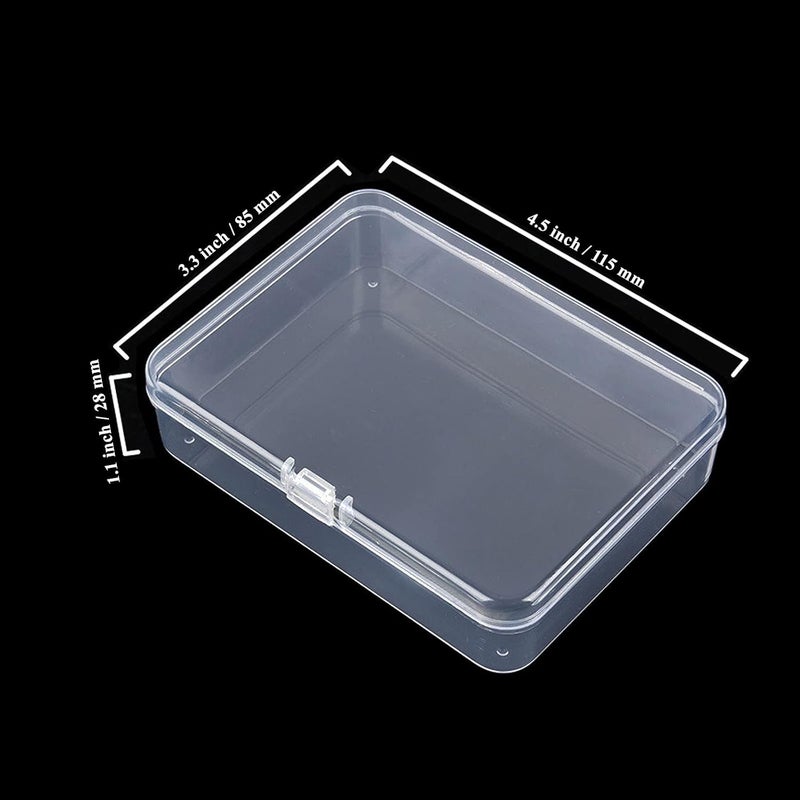 Thintinick 12 Pack Rectangular Clear Plastic Storage Containers Box with Hinged Lid for Beads and Other Small Craft Items (4.5 x 3.3 x 1.1 inch) - Image 2