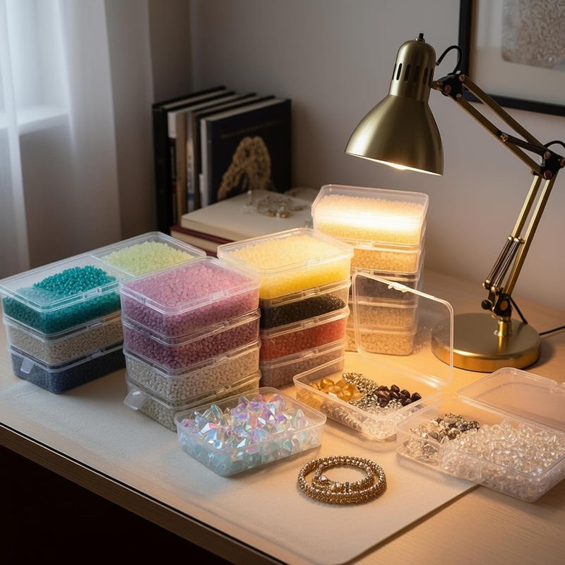 Thintinick 12 Pack Rectangular Clear Plastic Storage Containers Box with Hinged Lid for Beads and Other Small Craft Items (4.5 x 3.3 x 1.1 inch) - Image 5