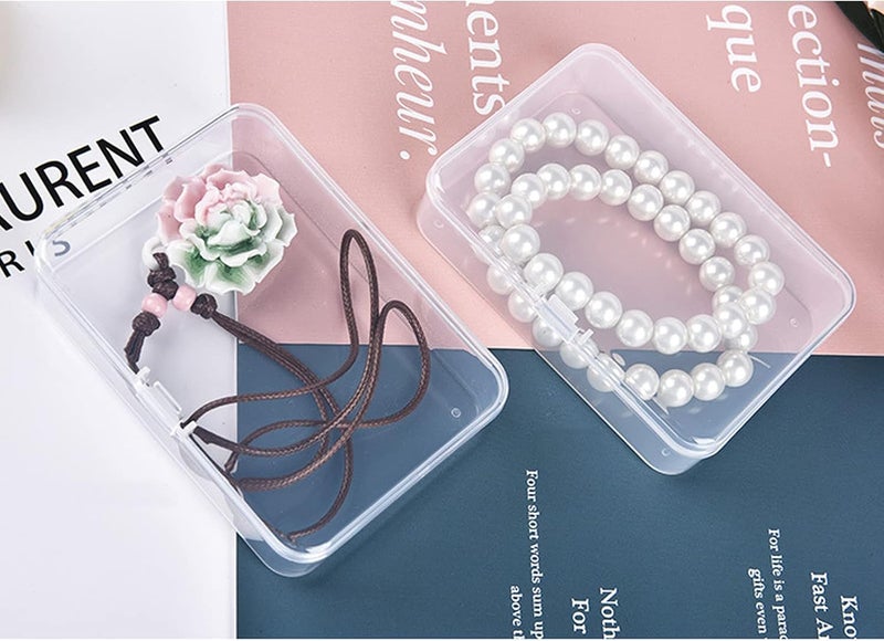 Thintinick 12 Pack Rectangular Clear Plastic Storage Containers Box with Hinged Lid for Beads and Other Small Craft Items (4.5 x 3.3 x 1.1 inch) - Image 4