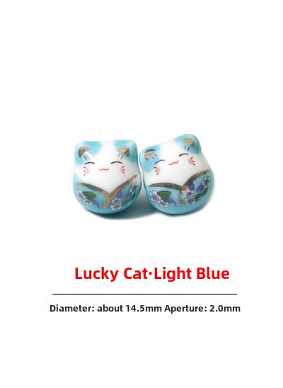 Generic - Ceramic Beads Maneki-Neko DIY Chinese Knotting Light Blue-Lucky Cat - Image 1