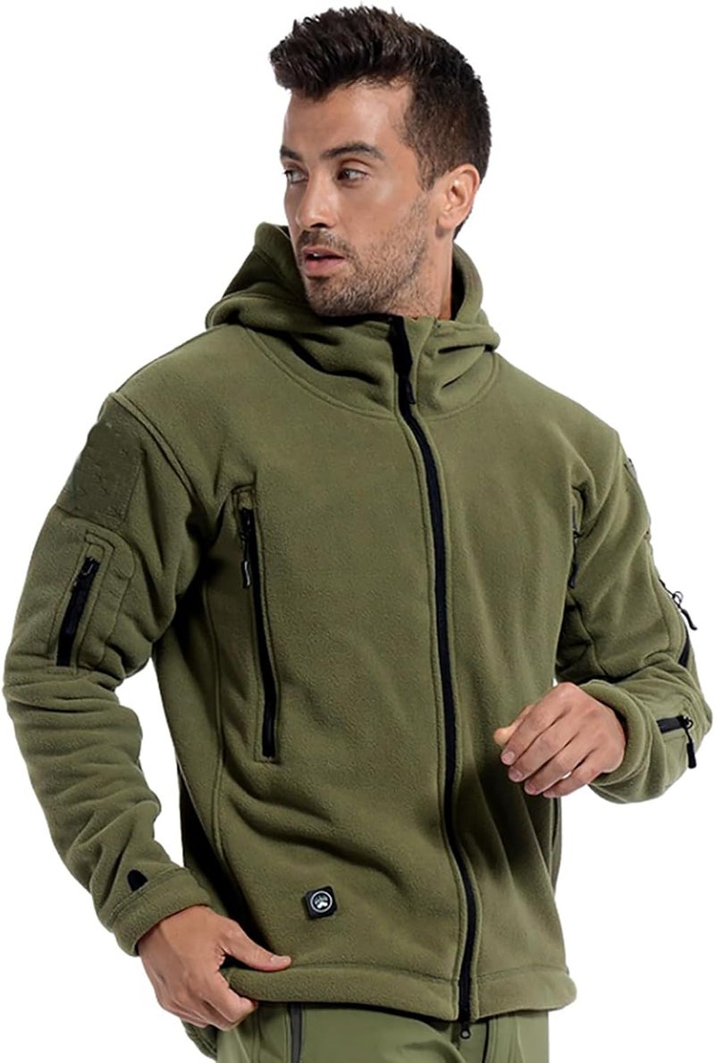 ReFire Gear Men's Warm Military Tactical Sport Fleece Hoodie Jacket - Army Green, XX-Large - Image 3