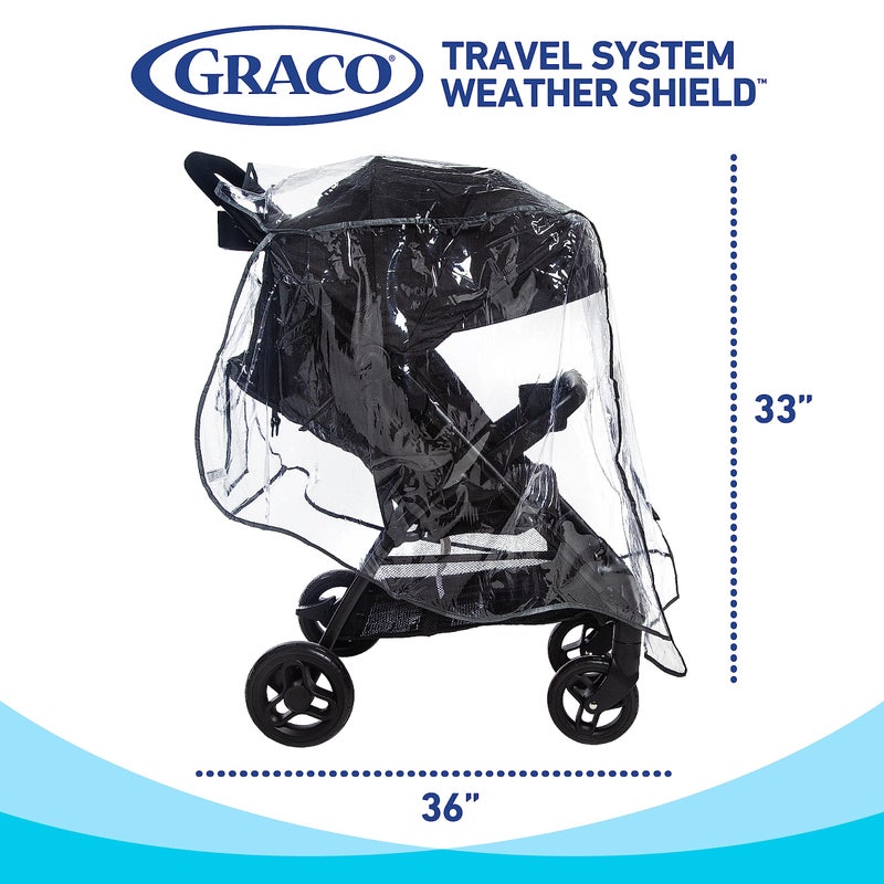 Graco Universal Infant Travel System Rain Cover, Baby Car Seat Stroller Weather Shield, Waterproof Plastic Carseat Canopy, Winter Snow Dust Umbrella - Image 3