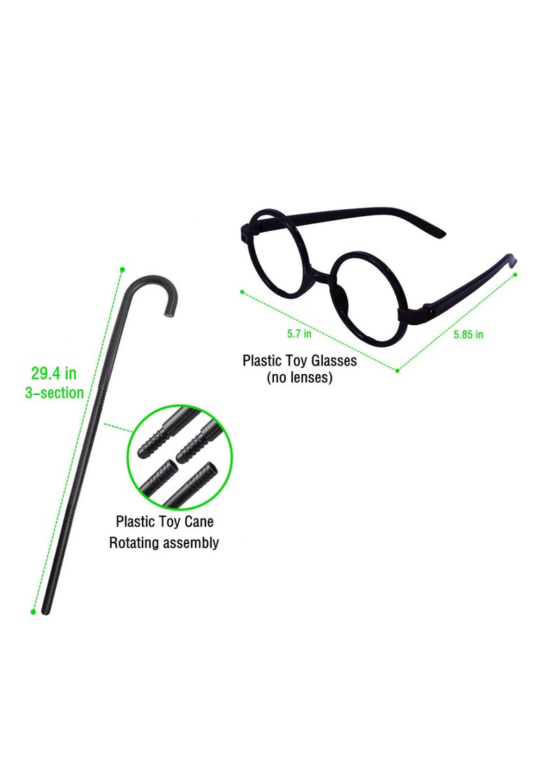 Excefore Old Man Wig for Boy, Grandpa Costume with Grey Mustache for Kids, 100th Day Of School Dress Up Accessories, for Grandpa Cosplay (9pcs White) - Image 4