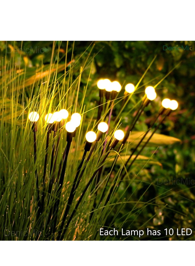 مجموعة من 2 مصباح حديقة يعمل بالطاقة الشمسية للاستخدام الخارجي، 10 مصابيح LED متأرجحة تعمل بالطاقة الشمسية، تتأرجح مع الرياح، مصابيح خارجية مقاومة للماء تعمل بالطاقة الشمسية لتزيين الفناء والمسار (أبيض دافئ) - Image 2