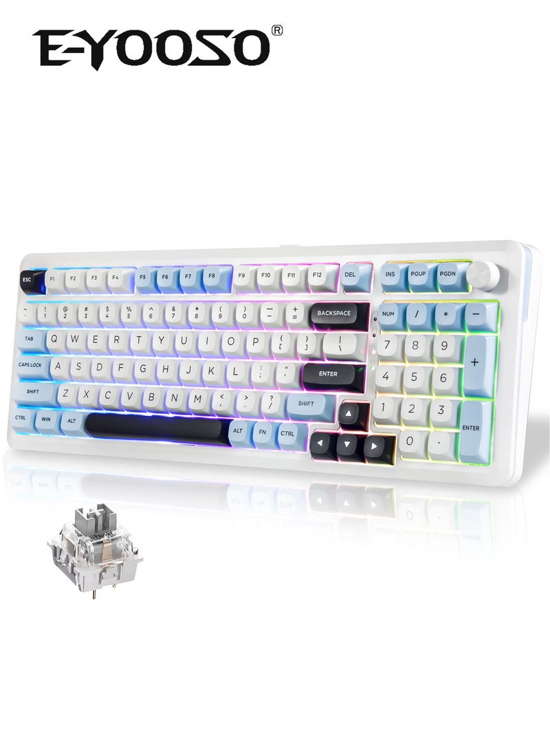 E-YOOSO Z-98 Wireless Mechanical Keyboard, Creamy Sound, Hot Swappable Pre-lubed Linear Switches, Gasket Structure with Sound Dampening Foam, RGB Backlit, 98 Keys Custom Gaming Keyboard for PC/Mac,Blue - Image 1