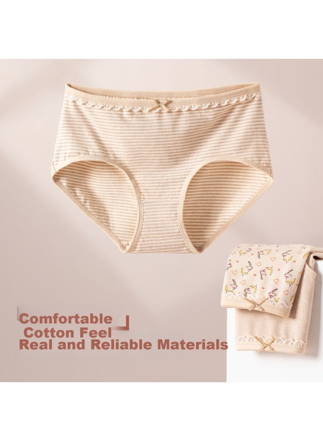 Top melon Ding Guagua Women's Cotton Comfortable And Breathable Mid-waist Underwear 3-pack Colorful Cotton 175 - Image 3