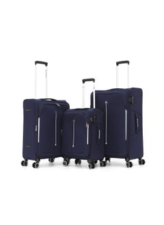 SONADA Softside Luggage Spinner Trolley Bag 3 Pieces Set,Navy (S-20",M-24",L-28")  - Image 1