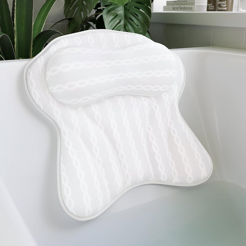 Luxury Relaxing Bath Pillow Comfortable Head Neck Bath Pillow 4D Mesh Durable Soft Fabric with 6 Non-Slip Suction Cups to Ensure - Image 2