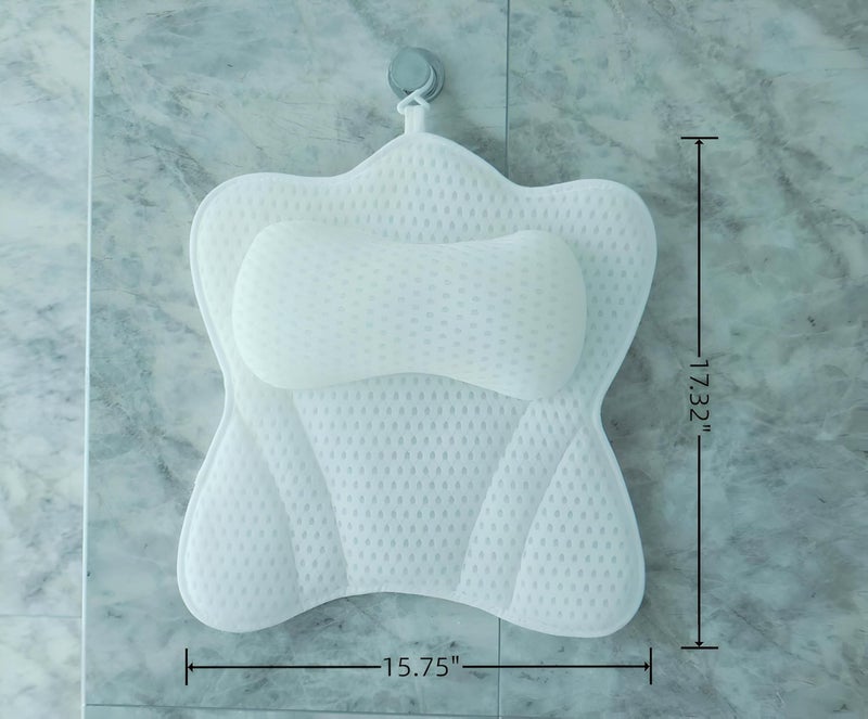 Luxury Relaxing Bath Pillow Comfortable Head Neck Bath Pillow 4D Mesh Durable Soft Fabric with 6 Non-Slip Suction Cups to Ensure - Image 4