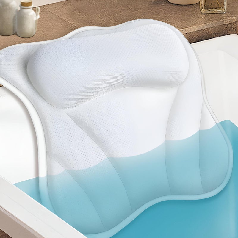 Luxury Relaxing Bath Pillow Comfortable Head Neck Bath Pillow 4D Mesh Durable Soft Fabric with 6 Non-Slip Suction Cups to Ensure - Image 1
