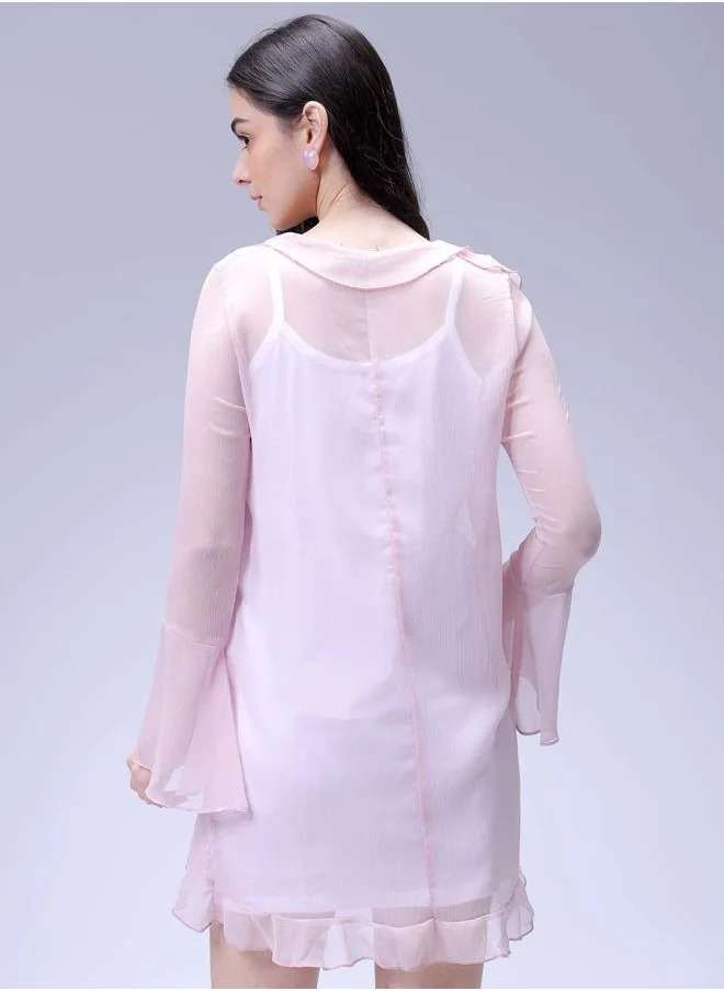 Freehand Women A-Line Casual Solid Ruffle Dress