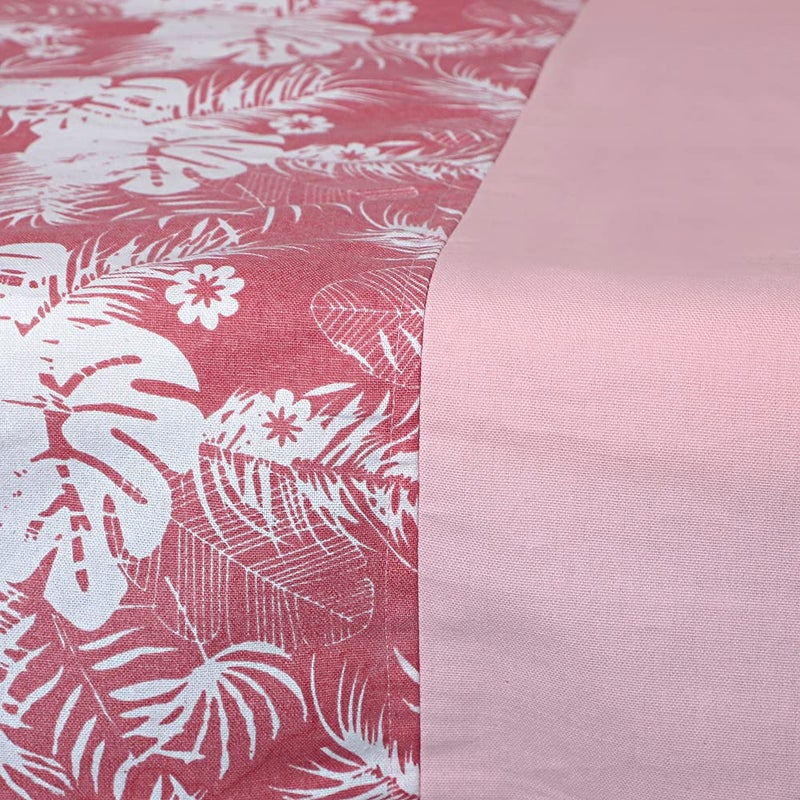 Dekor World Dekor World 6 Piece Cotton Printed Pink Autumn Leaf Collection Diwan Set for Living Room150x175 cm1 Piece Diwan Sheet 3 Piece Cushion Cover 2 Piece Bolster Cover  - Image 3