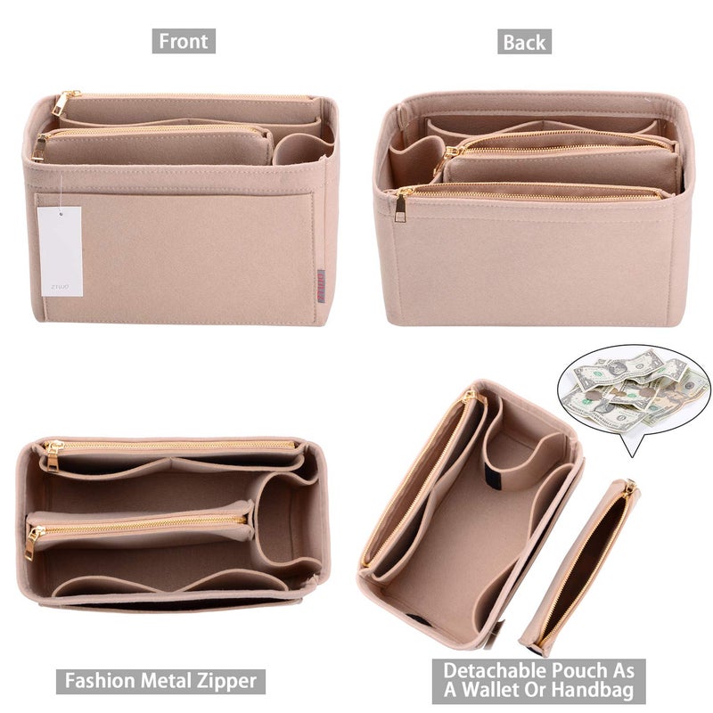 ZTUJO Purse Organizer, Felt Bag Organizer Insert For Speedy, Neverfull, Graceful, Tote, Handbag, Shaper (X-Large, Beige) - Image 2