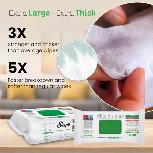 Sleepy Easy Clean All Purpose Cleaning Wet Wipes, Disposable Multi Surface Cleaner Towel 8.5"" x 10"" Large and Thick - Image 3