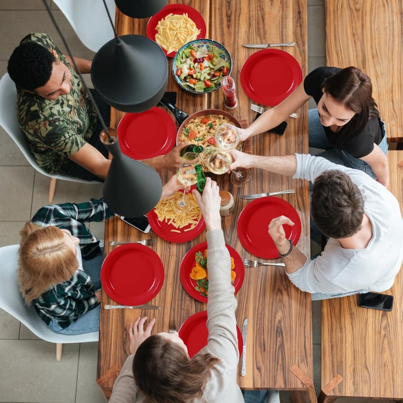 Aixuler 40Pcs Disposable Paper Plates Red Including 20pcs 9"" and 20pcs 7"" Plates Strong and Sturdy Disposable Plates for Party  Dinner  Holiday  Picnic Birthday Party  Dinner Table  Wedding - Image 3