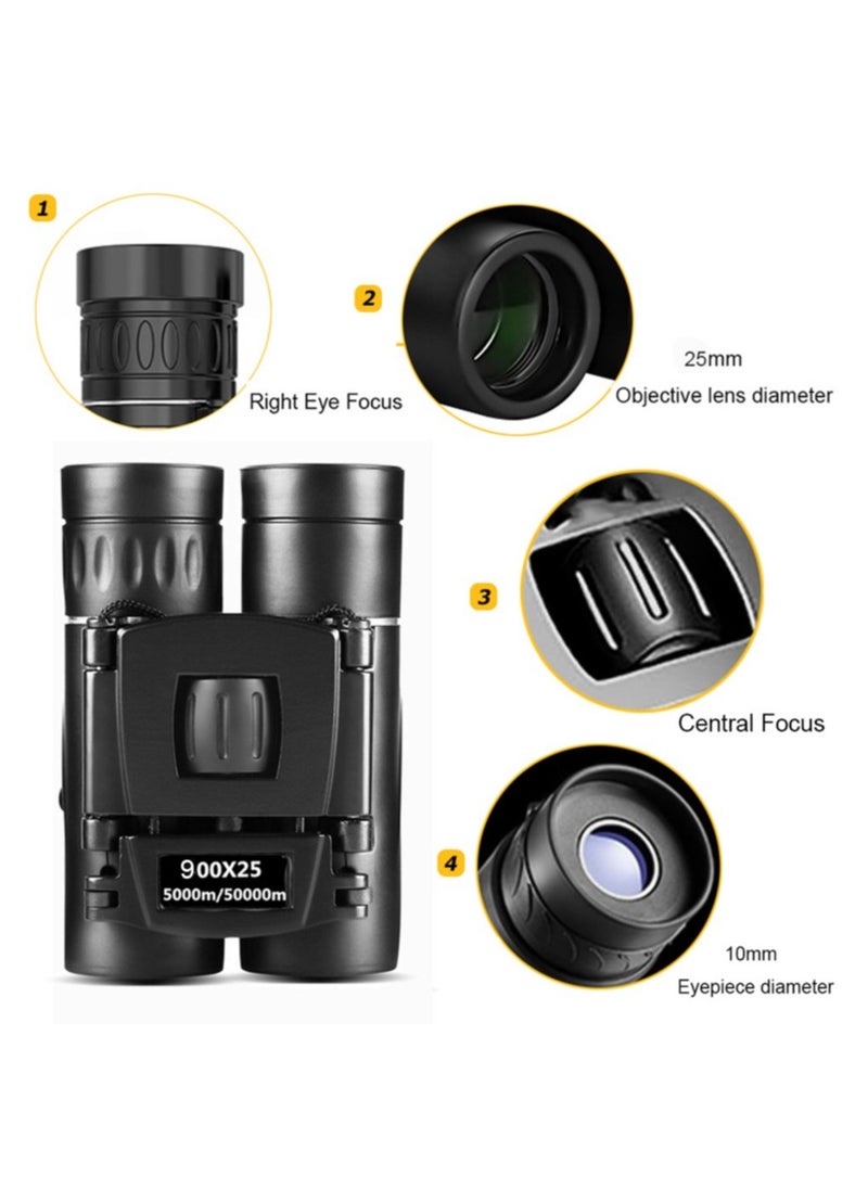 AROAQ - 900x25 HD Powerful Binoculars 9000M Long Range Folding Mini Telescope BAK4 FMC Optics For Hunting Sports Outdoor Camping Travel - Image 1