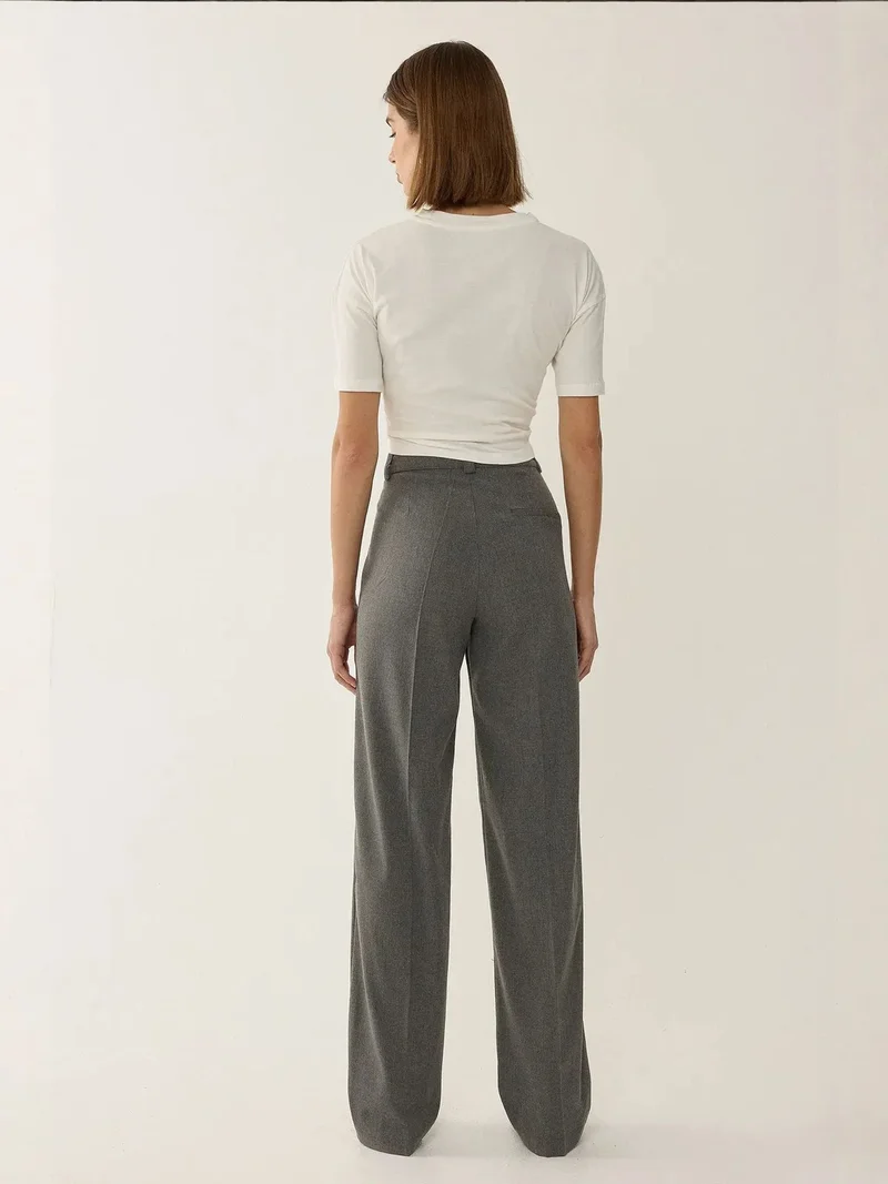 HICCUP Grey High Waist Straight Leg Pants for Women | Best Price UAE
