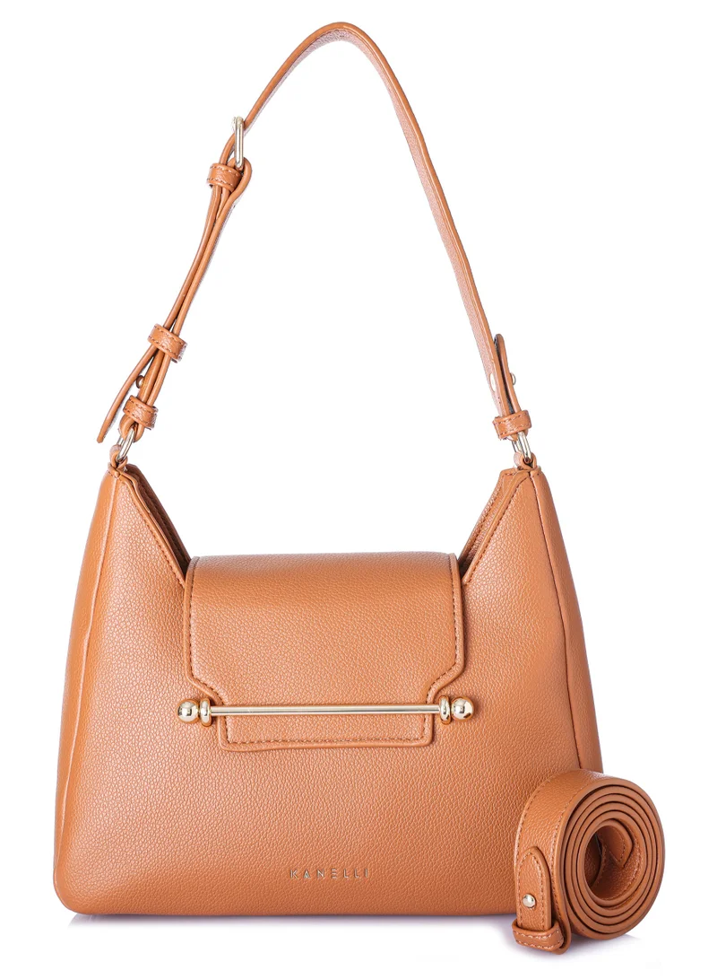 KANELLI Women's handbag from Kanelli, elegant shape New Collection  AAY2401005 Brown