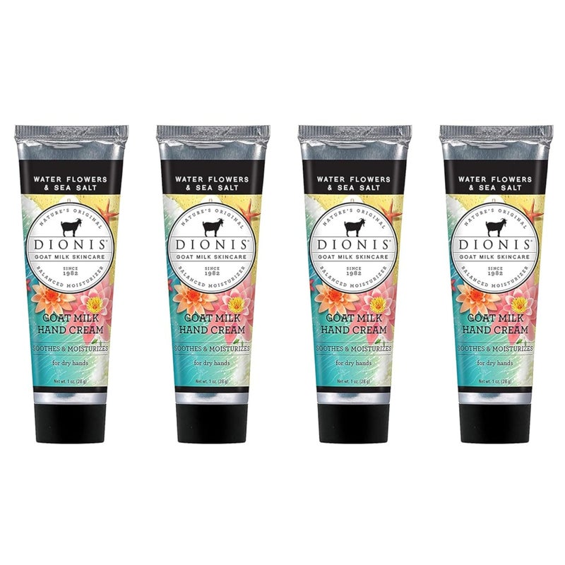 Dionis Goat Milk Skin Care Water Flowers & Sea Salt Scented Hand Cream Set - Cruelty Free Travel Size Hand Lotion For Hydrating & Moisturizing Dry Skin - Paraben Free, Made In The USA, 1 oz Set of 4 - Image 1