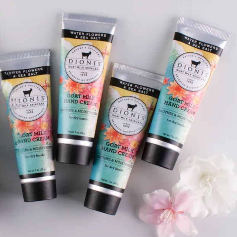 Dionis Goat Milk Skin Care Water Flowers & Sea Salt Scented Hand Cream Set - Cruelty Free Travel Size Hand Lotion For Hydrating & Moisturizing Dry Skin - Paraben Free, Made In The USA, 1 oz Set of 4 - Image 4